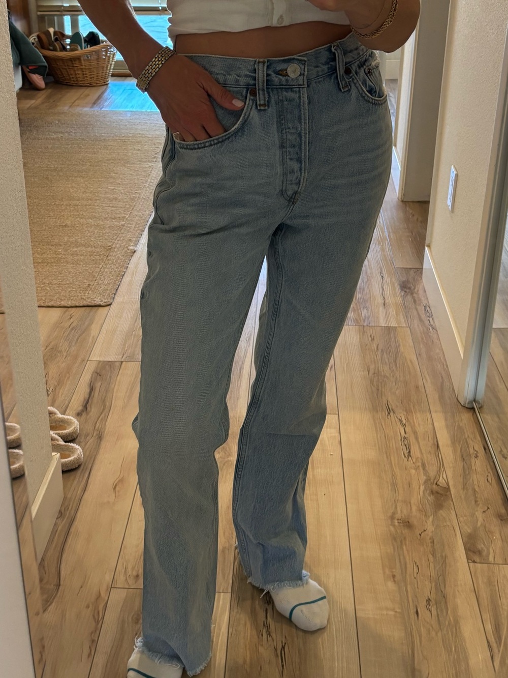 Re/Done Light Blue Straight-Leg Jeans